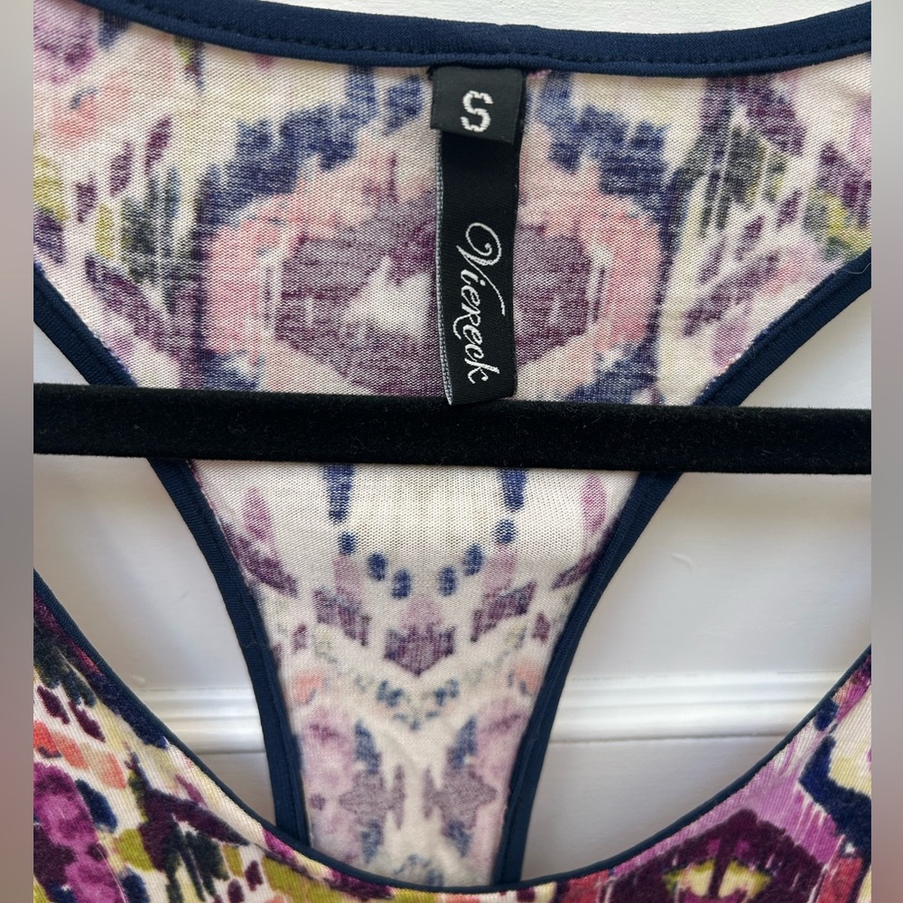 Vince Ikat-Print Racerback Maxi Dress in Navy Trim - Picture 2 of 5
